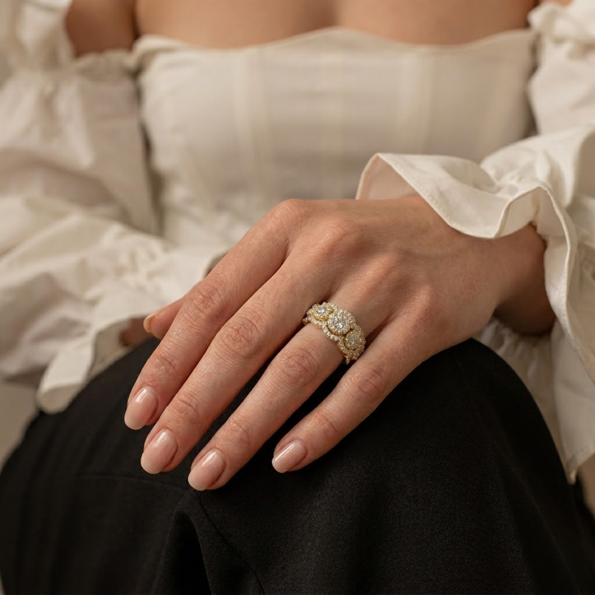 Royal trinity 3 stone prong setting ring