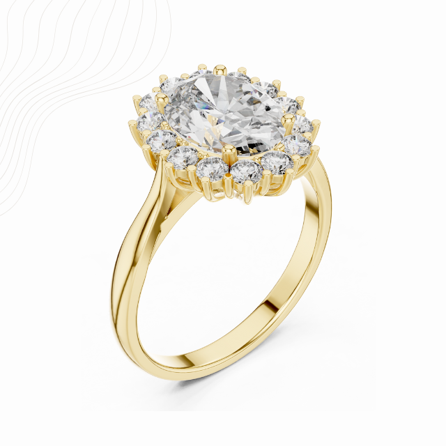 Halo céleste 2ct oval lab diamond ring