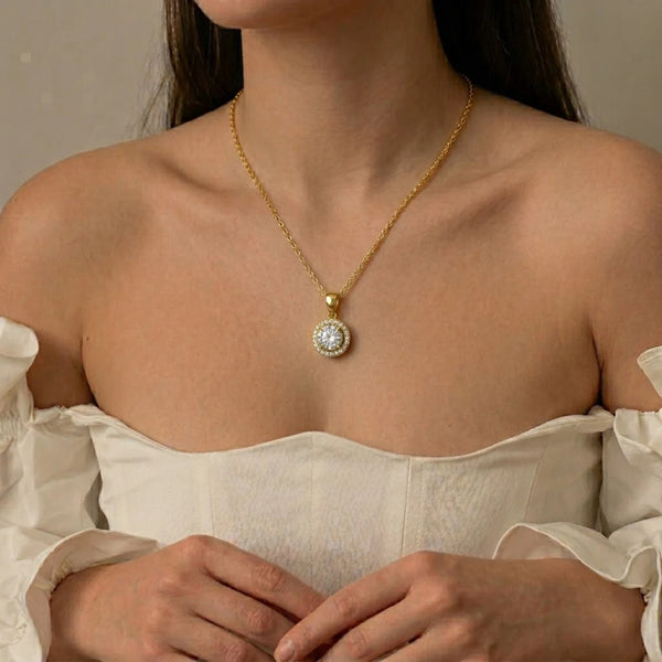 1.2 Carat Round Lab Diamond Halo Pendant