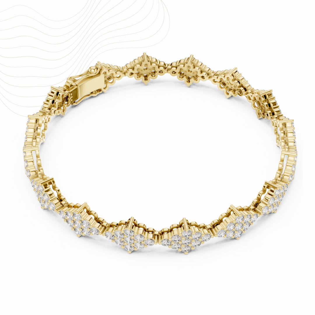 Floret Cluster 5.76ct Lab Diamond Link Bracelet in Gold