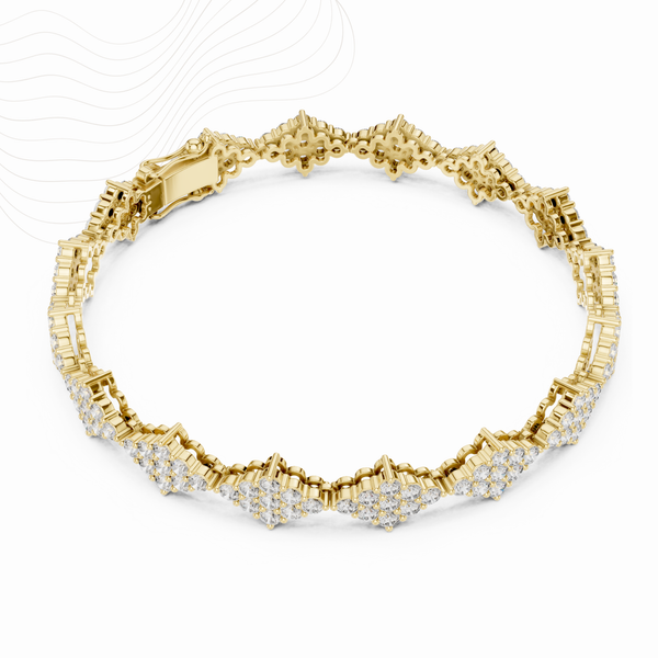 Floret Cluster 5.76ct Lab Diamond Link Bracelet in Gold