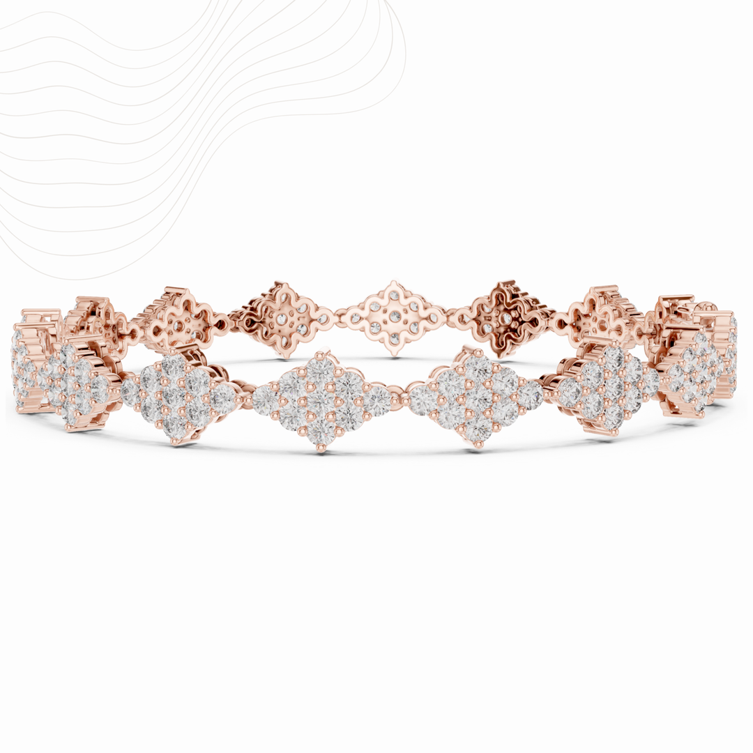 Floret Cluster 5.76ct Lab Diamond Link Bracelet in Gold