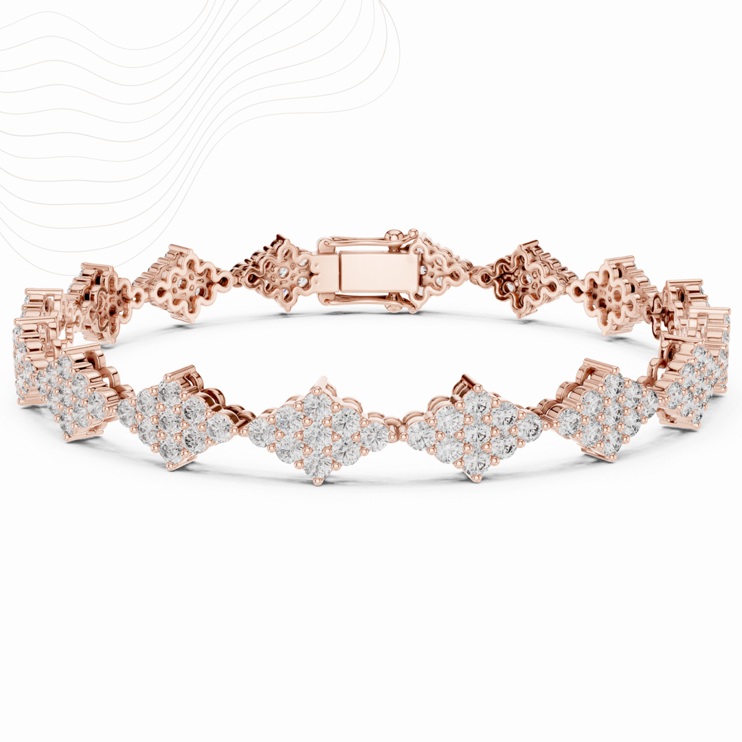 Floret Cluster 5.76ct Lab Diamond Link Bracelet in Gold