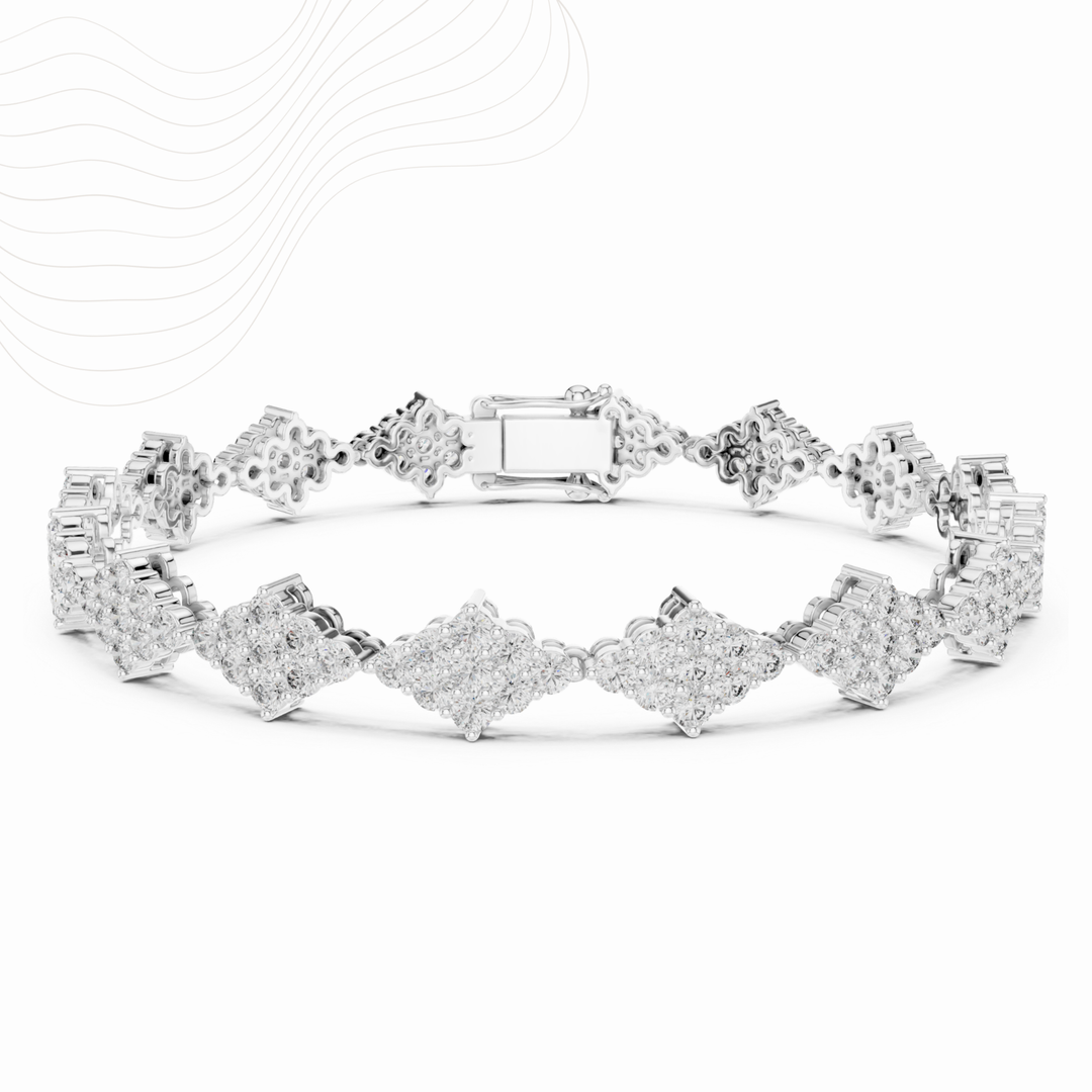 Floret Cluster 5.76ct Lab Diamond Link Bracelet in Gold