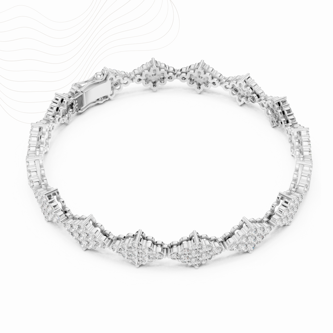 Floret Cluster 5.76ct Lab Diamond Link Bracelet in Gold
