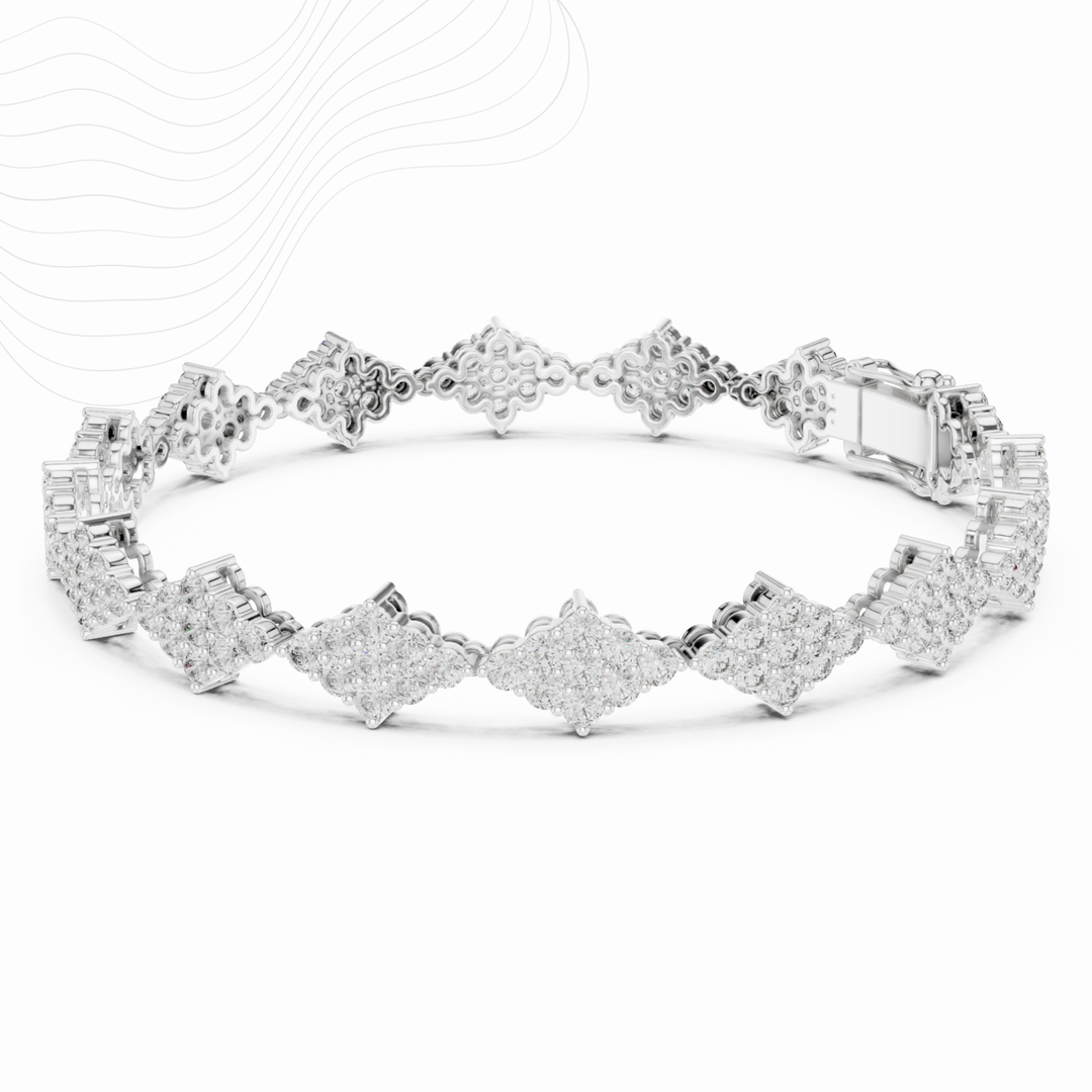Floret Cluster 5.76ct Lab Diamond Link Bracelet in Gold