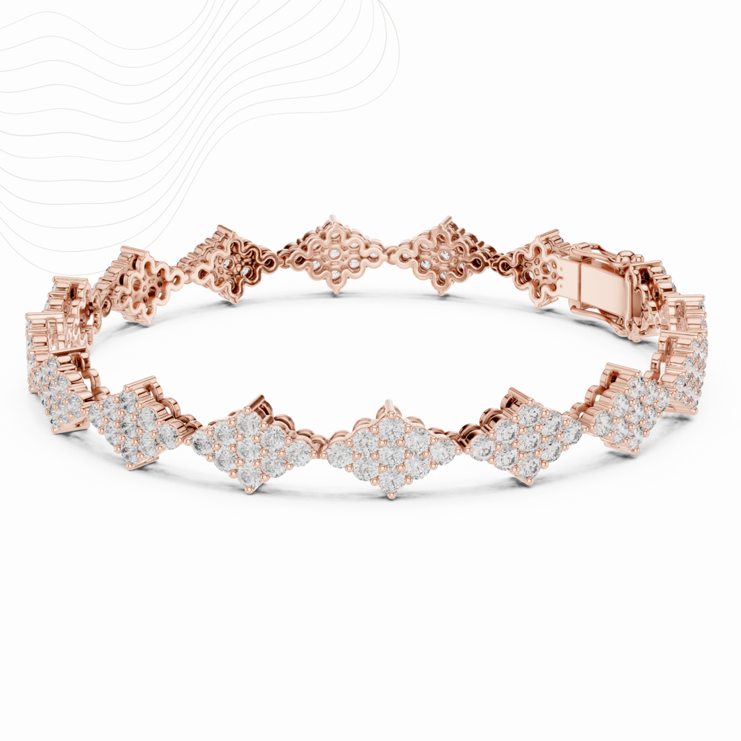 Floret Cluster 5.76ct Lab Diamond Link Bracelet in Gold