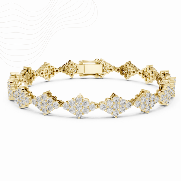 Floret Cluster 5.76ct Lab Diamond Link Bracelet in Gold