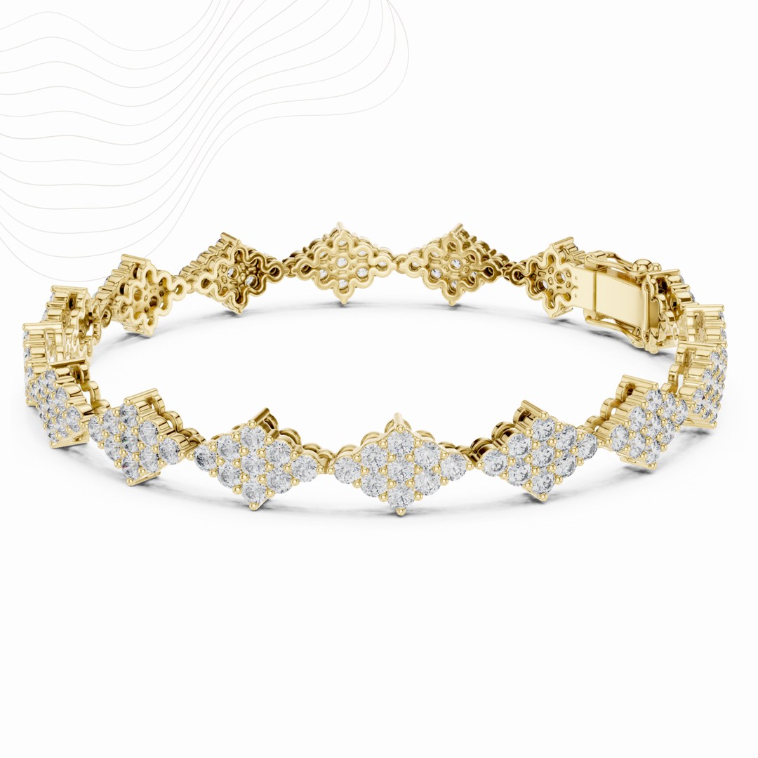 Floret Cluster 5.76ct Lab Diamond Link Bracelet in Gold
