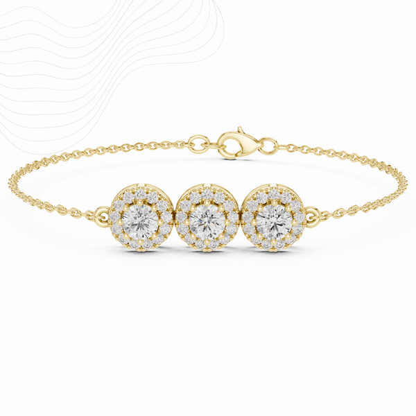 Lumière Trio Halo 1.29ct Lab Diamond Chain Bracelet