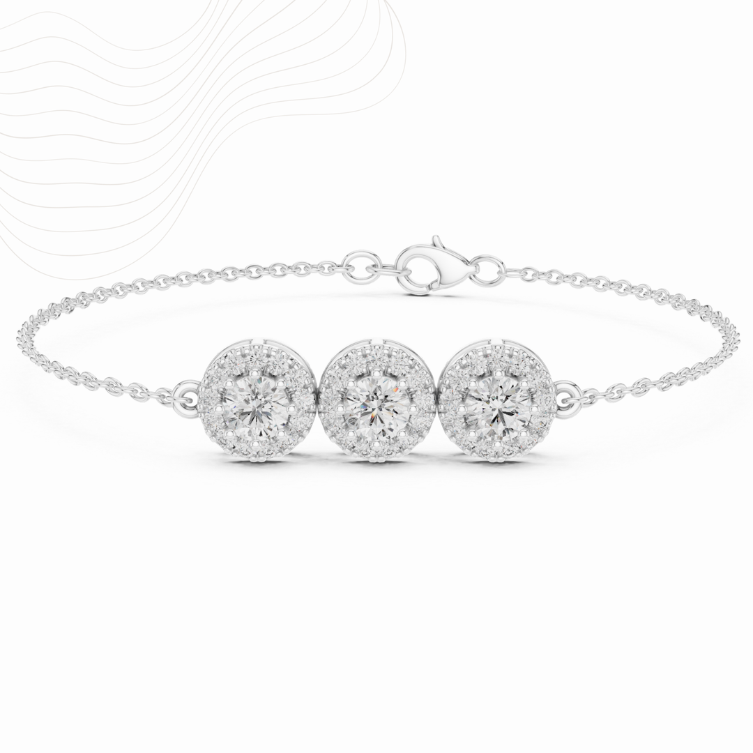 Lumière Trio Halo 1.29ct Lab Diamond Chain Bracelet