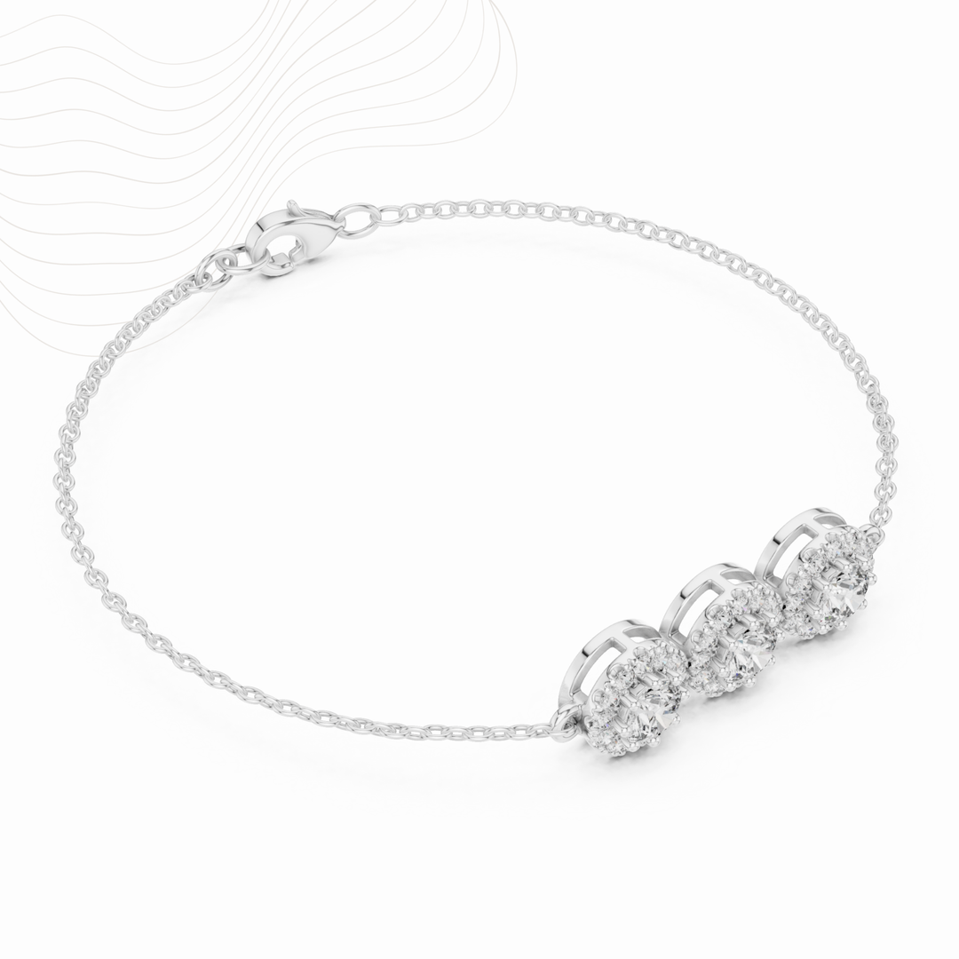 Lumière Trio Halo 1.29ct Lab Diamond Chain Bracelet