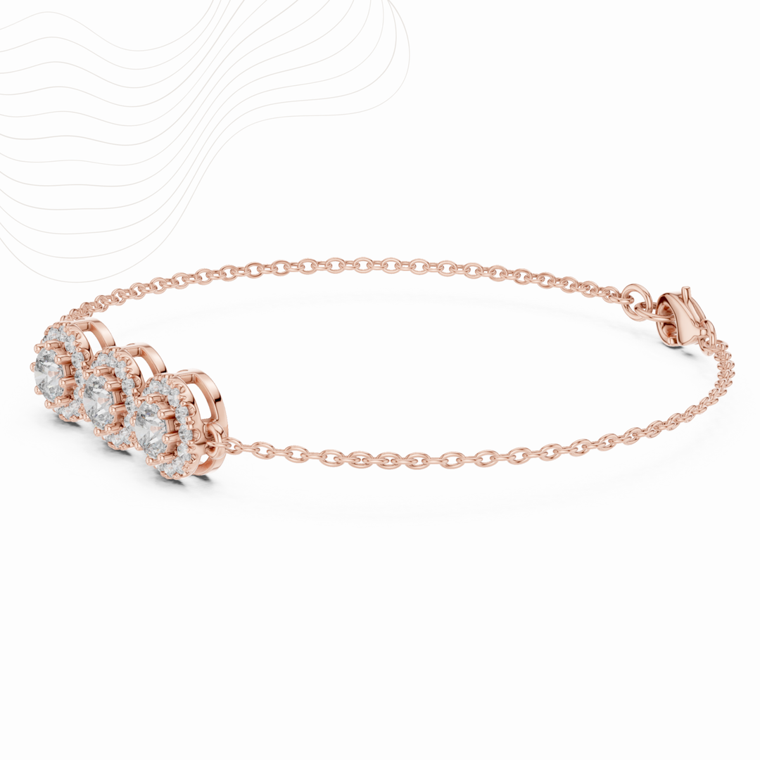 Lumière Trio Halo 1.29ct Lab Diamond Chain Bracelet