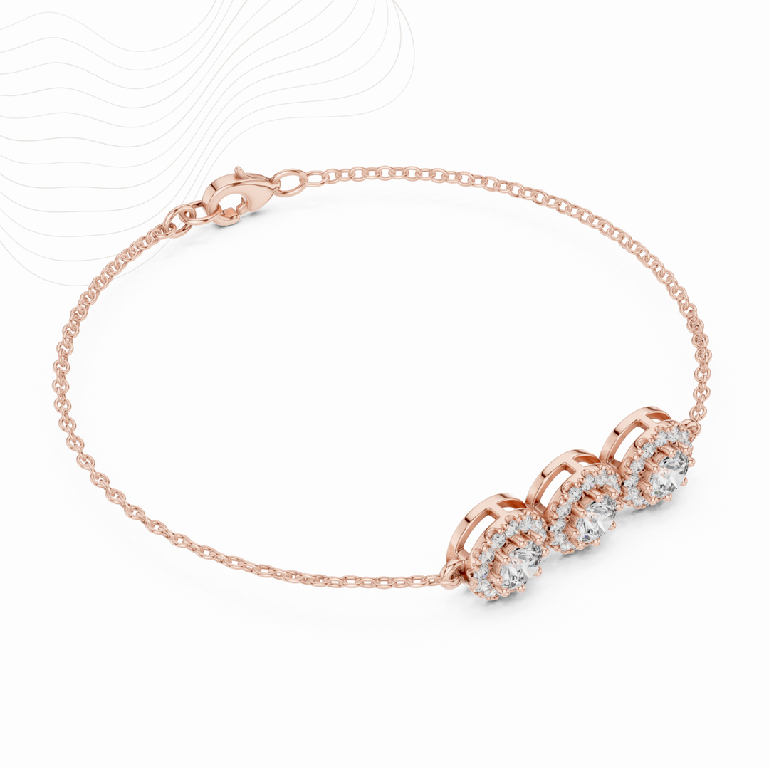 Lumière Trio Halo 1.29ct Lab Diamond Chain Bracelet