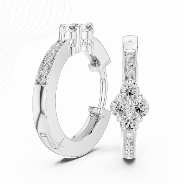 0.40 Carat Collet Setting Cluster Lab Diamond Earrings