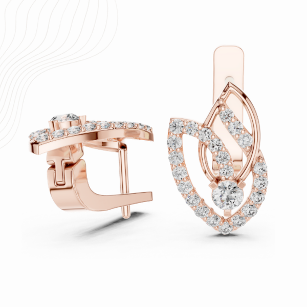 Luna Leaf 0.60ct Diamond Earrings – Prong & Collet Setting